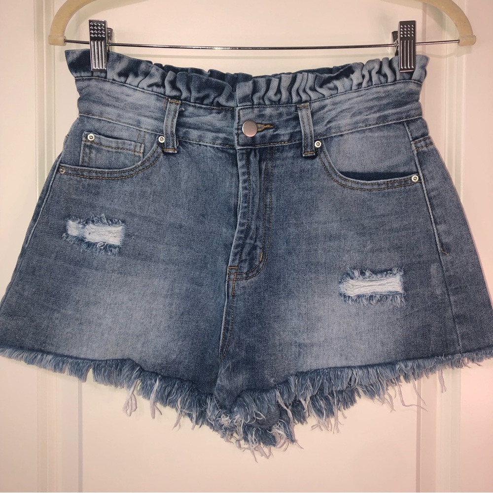 Hayden Paper Bag Ruffle Denim Jean Shorts Size Small